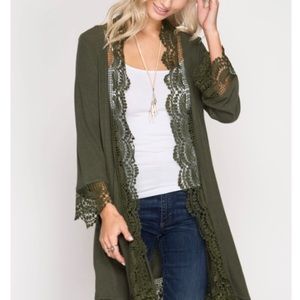 Lace trim cardigan